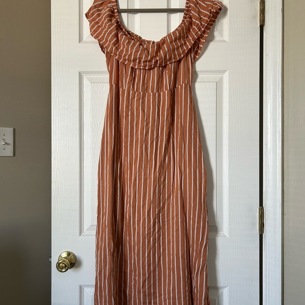 Amuse Society Rust and White Striped Maxi Dress - Picture 4 of 5